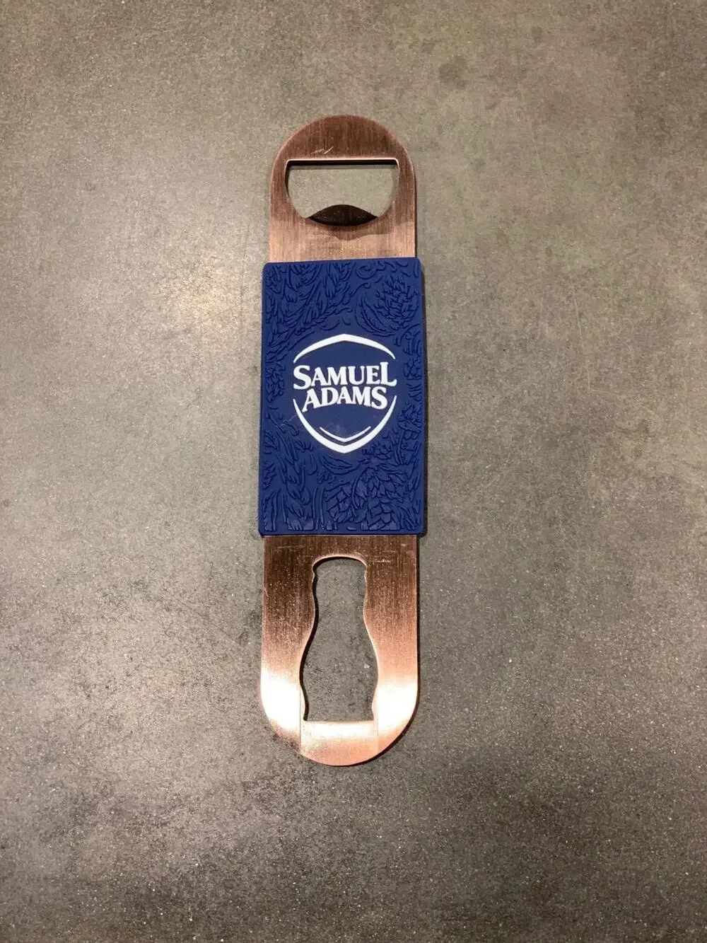 Samuel Sam Adams Flat Metal Beer Bottle Opener - Brushed Finish w/ Textured Grip